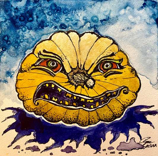 Blue Toothy Pumpkin - Art Print