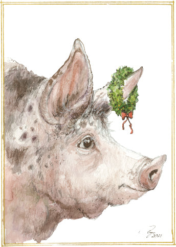 Christmas Pig - Art Print