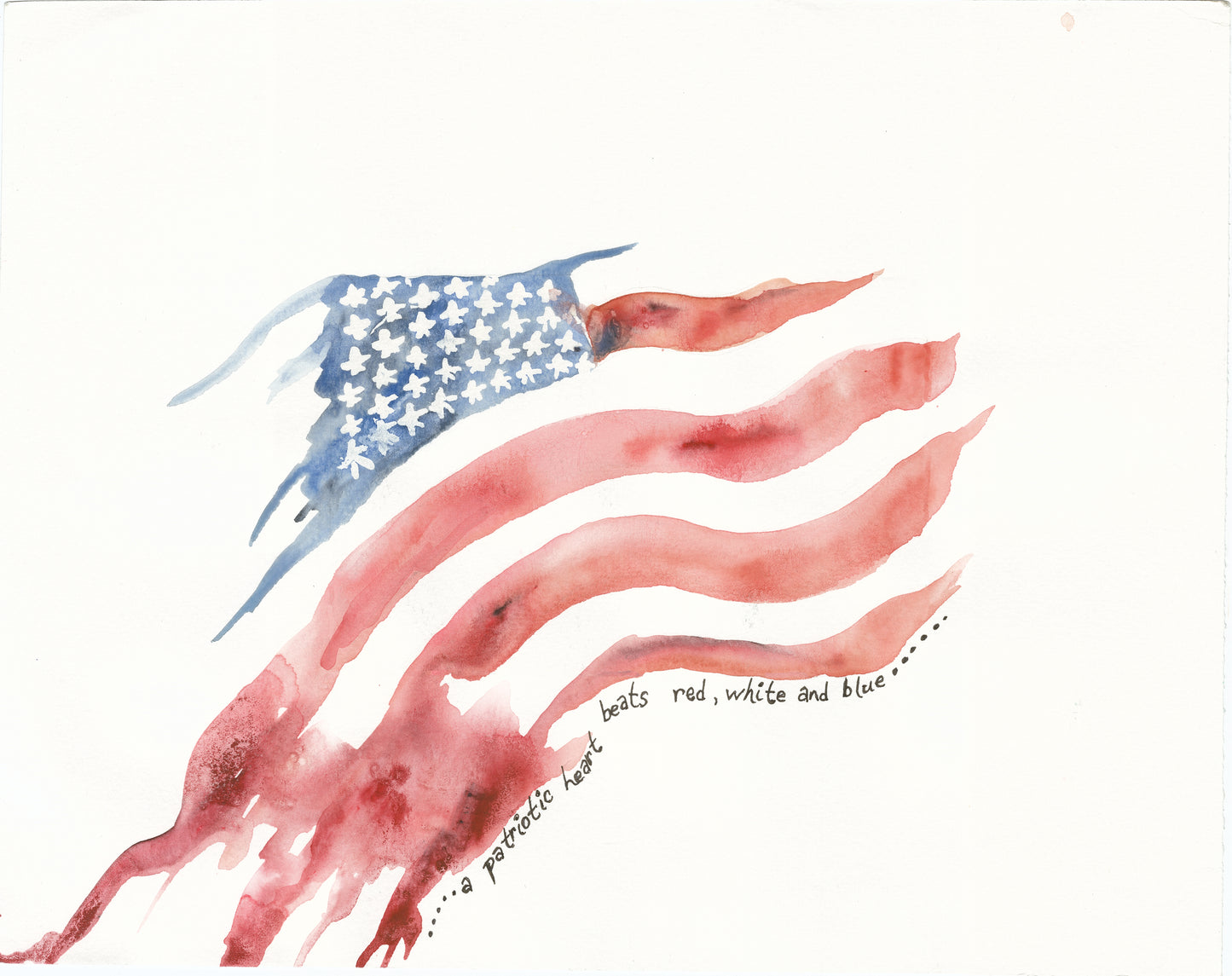 A Patriotic Heart Flag - Art Print