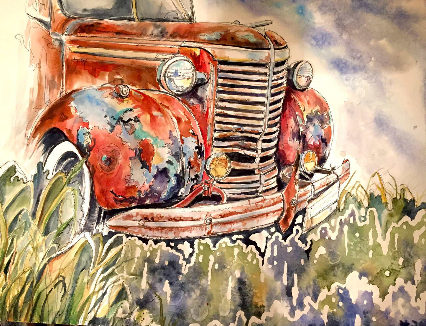 Old Red Truck - Art Print