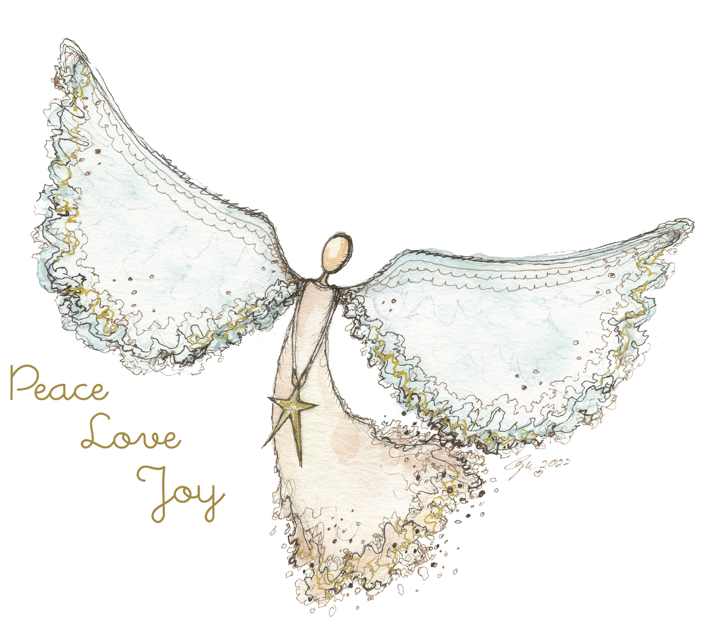 Peace, Love, Joy Angel - Art Print