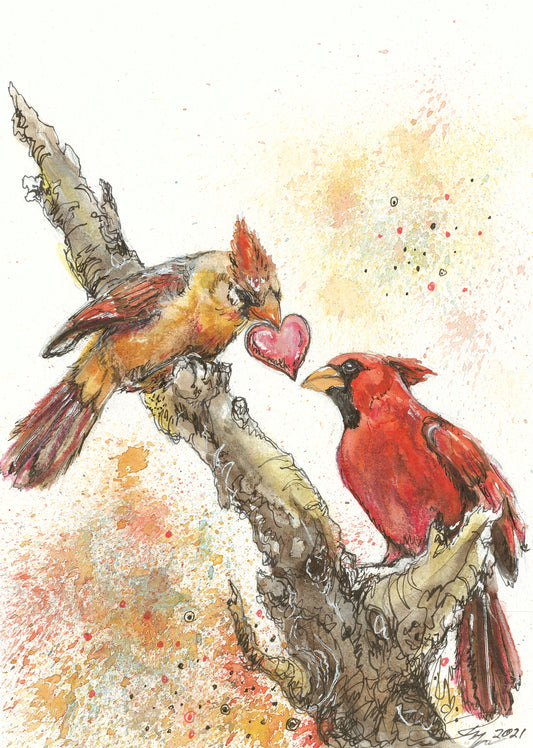 Cardinal Love - Art Print