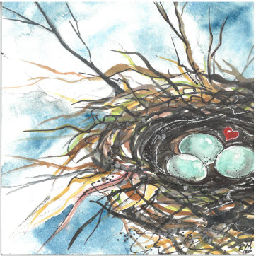 Nest of Eggs With Heart - Art Print