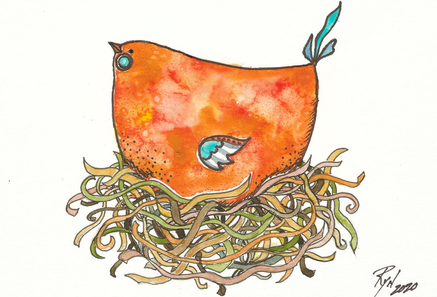 Orange Bird - Art Print